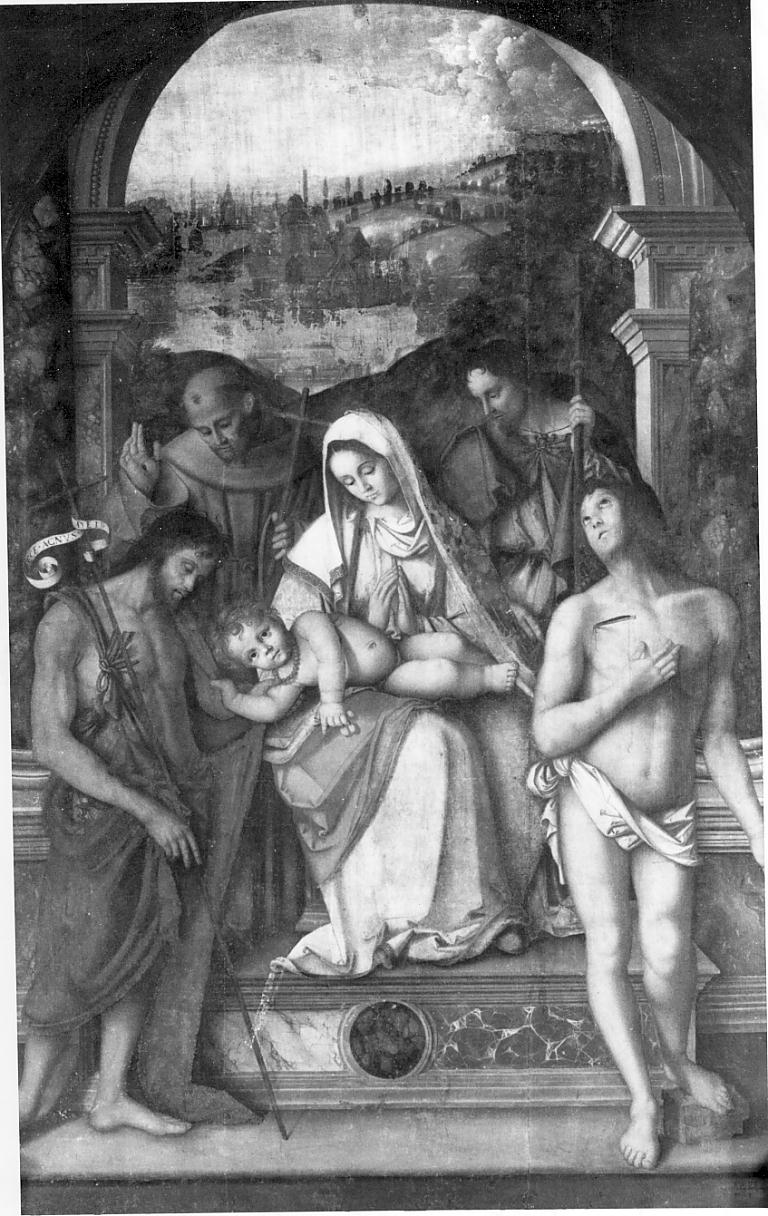 Madonna e quattro Santi (dipinto, opera isolata) di Zaganelli Francesco (primo quarto sec. XVI)