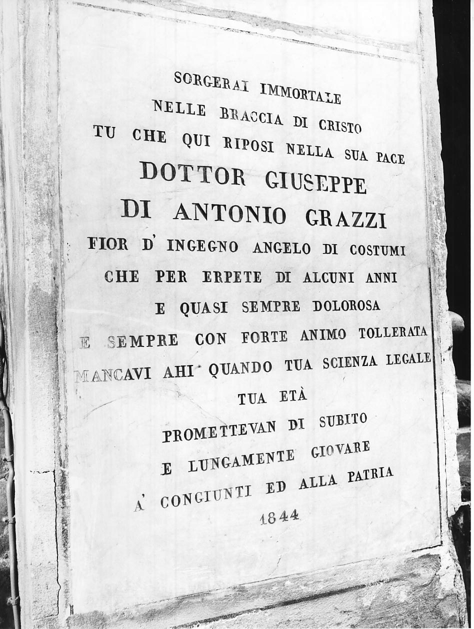 lapide tombale, opera isolata - ambito italiano (secondo quarto sec. XIX)