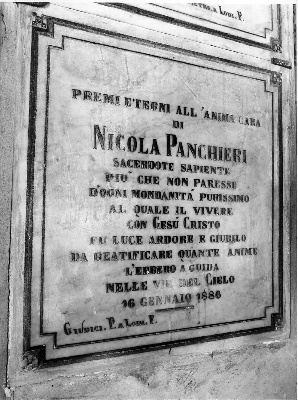 lapide, opera isolata - ambito italiano (ultimo quarto sec. XIX)