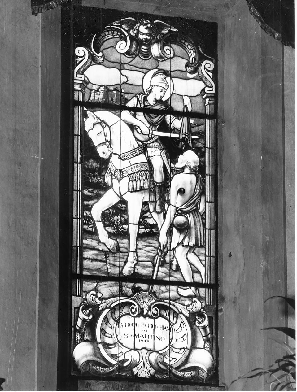 San Martino (vetrata, opera isolata) - ambito italiano (secondo quarto sec. XX)