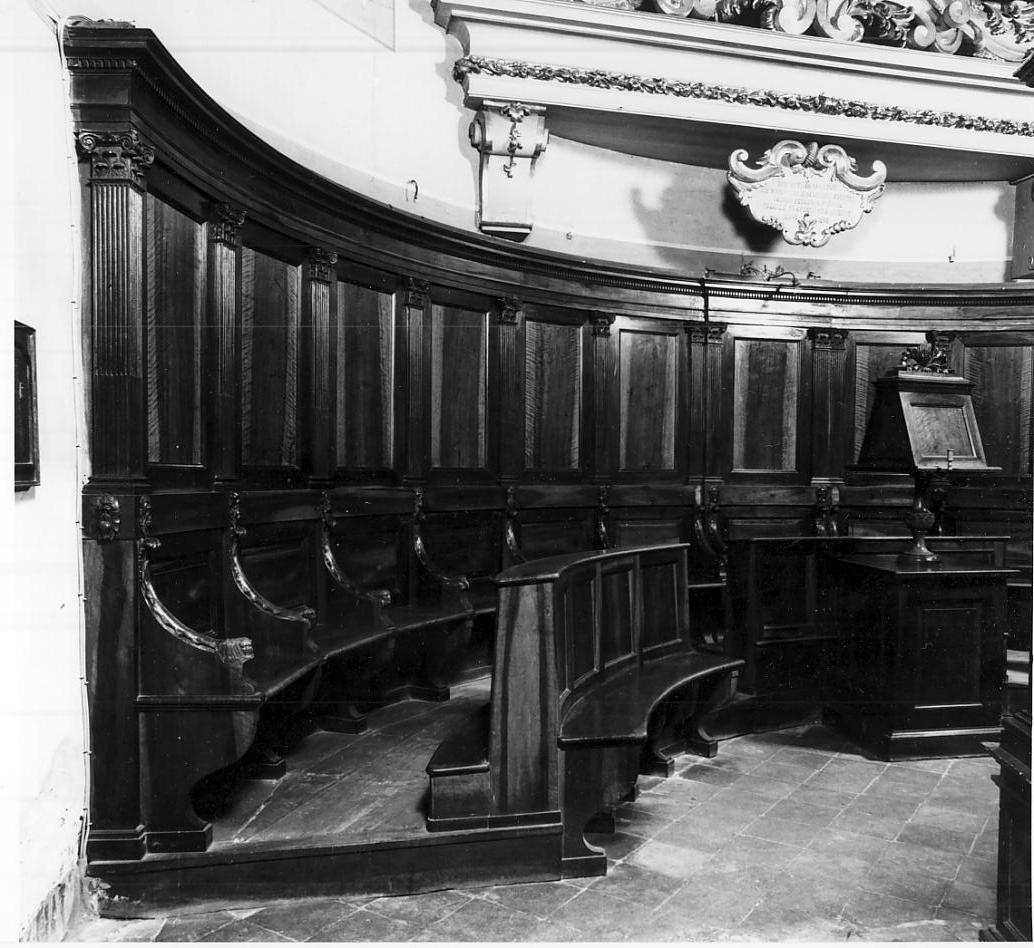 stalli del coro, insieme di Parazzi Nicolao (secondo quarto sec. XIX)