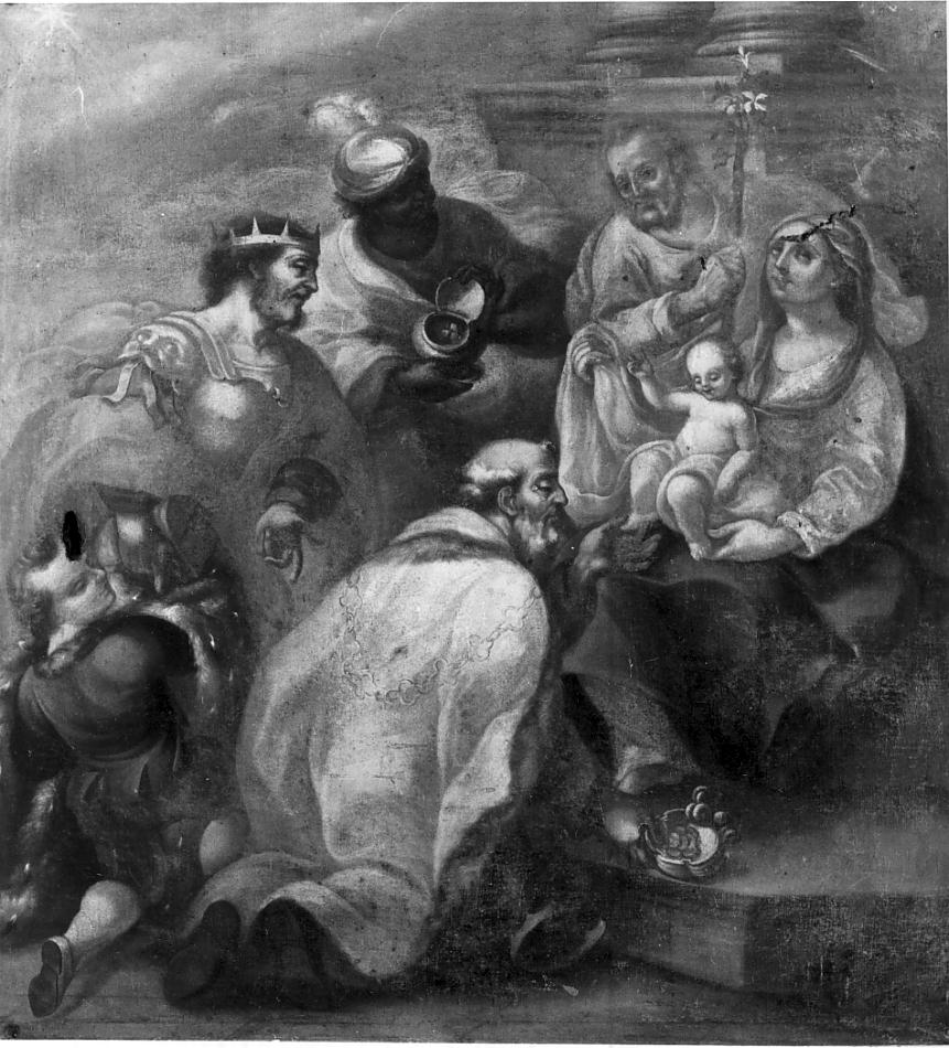 adorazione dei Re Magi (dipinto, opera isolata) di Morini Giovanni (attribuito) (sec. XVIII)
