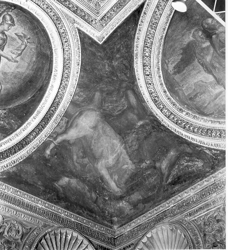 lotte fra animali (dipinto, elemento d'insieme) di Campi Bernardino (cerchia) (sec. XVI)