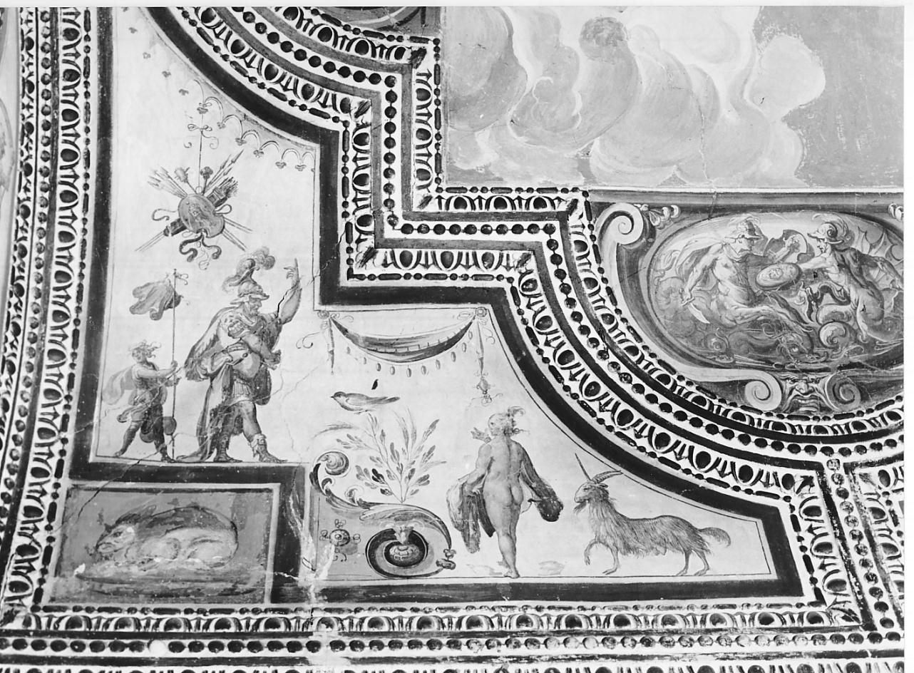 Marte e simboli vari (dipinto, elemento d'insieme) di Fornaretto Mantovano (attribuito) (seconda metà sec. XVI)