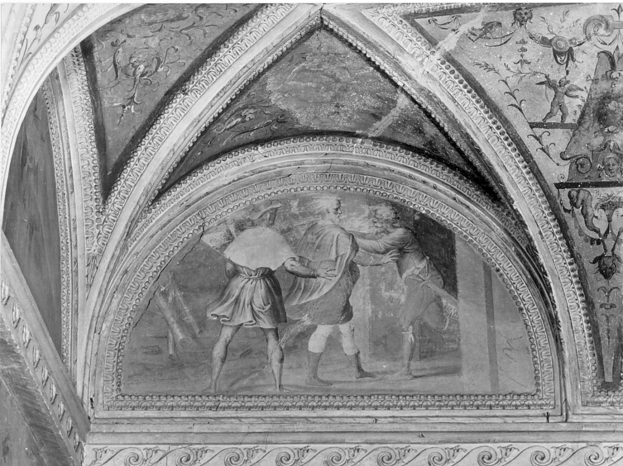 Giove e Mercurio respinti (dipinto, elemento d'insieme) di Campi Bernardino (attribuito) (sec. XVI)