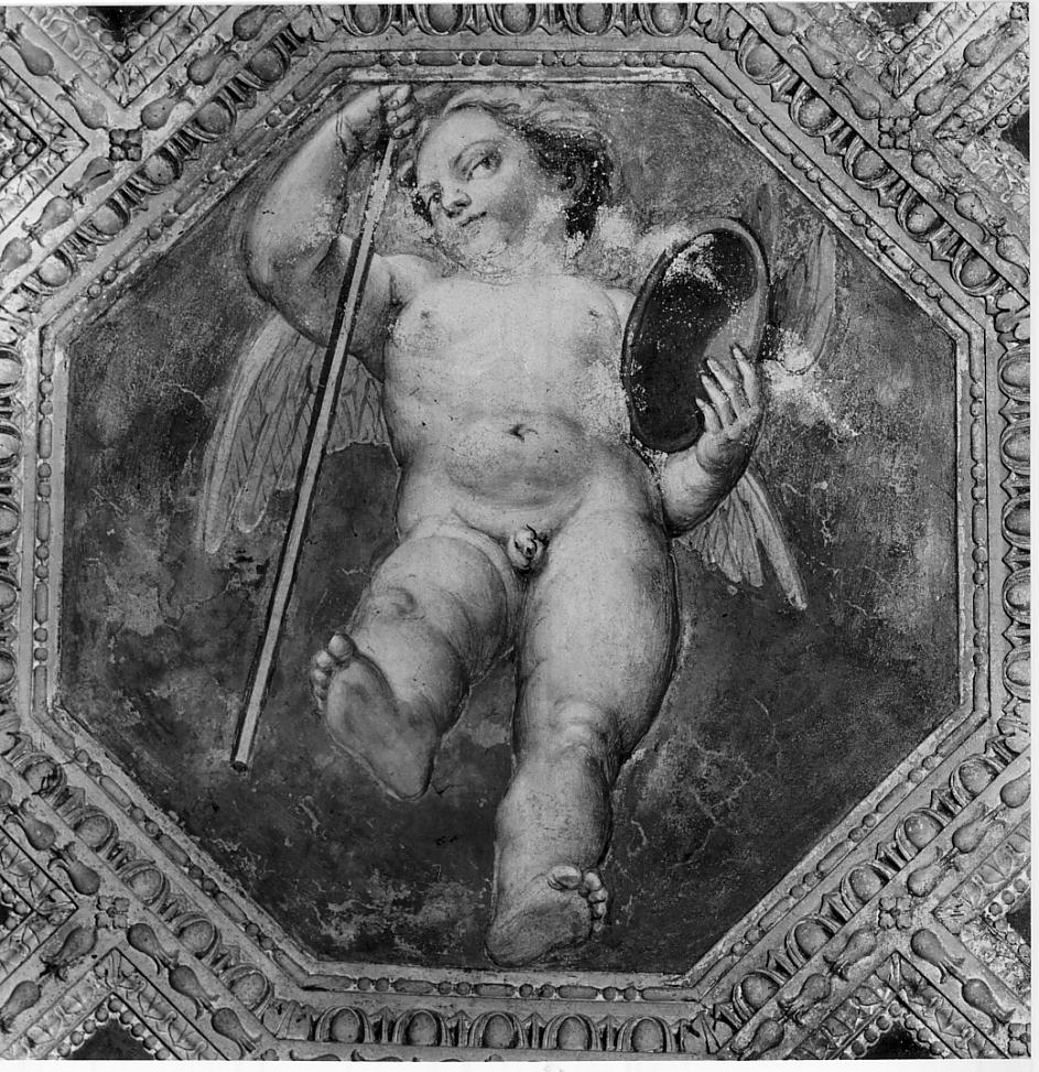 putto con le insegne di Mercurio (dipinto, elemento d'insieme) di Campi Bernardino (attribuito) (sec. XVI)