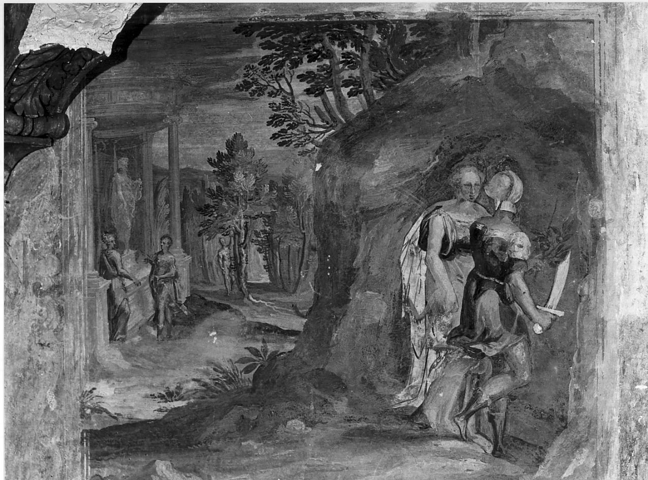 Enea e Didone (dipinto, elemento d'insieme) di Urbino Carlo (attribuito) (seconda metà sec. XVI)