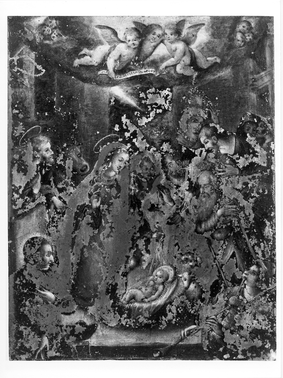 adorazione dei pastori con San Luigi Gonzaga (dipinto, opera isolata) - ambito mantovano (seconda metà sec. XVII)