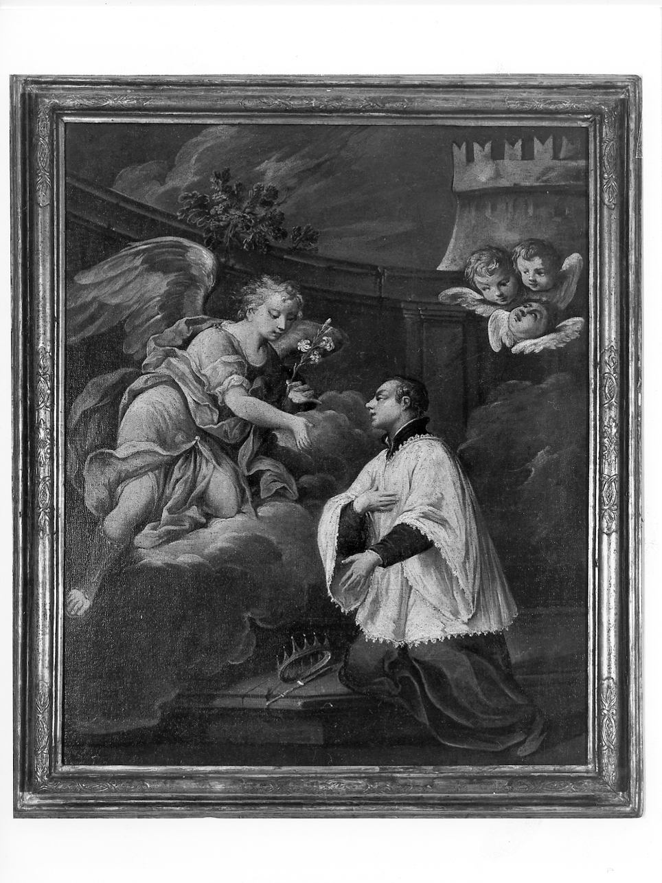 San Luigi Gonzaga consolato dall'angelo (dipinto, opera isolata) - ambito bresciano (sec. XVIII)