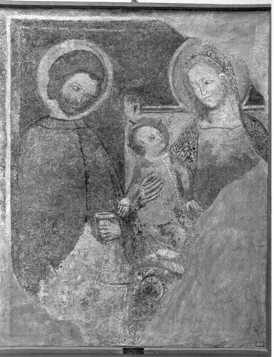 Madonna con Bambino e Sant'Omobono (dipinto, opera isolata) - ambito italiano (seconda metà sec. XIV)