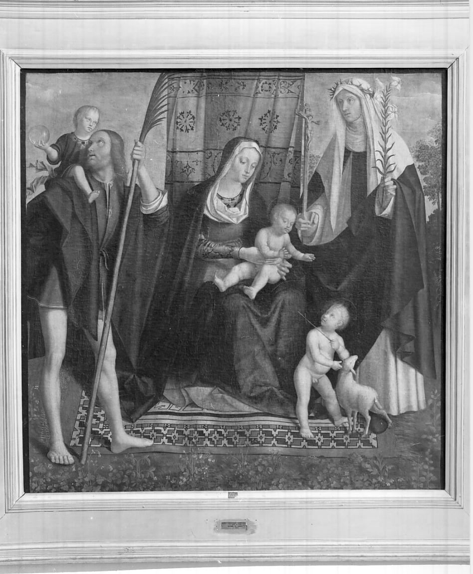 Madonna con Bambino San Giovannino Santa Rosa e San Cristoforo (dipinto, opera isolata) di Campi Galeazzo (prima metà sec. XVI)