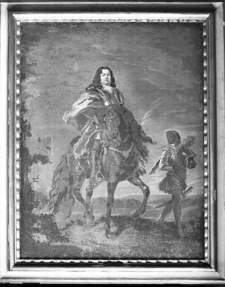 cavaliere con paggio moro (dipinto, opera isolata) di Spolverini Ilario (sec. XVII)