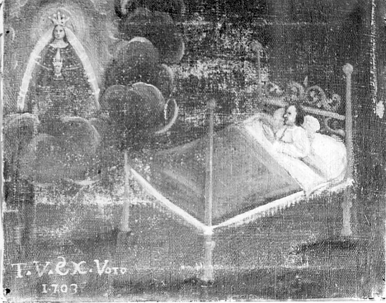 Ex voto: Malato in letto (dipinto, opera isolata) - ambito italiano (sec. XVIII)