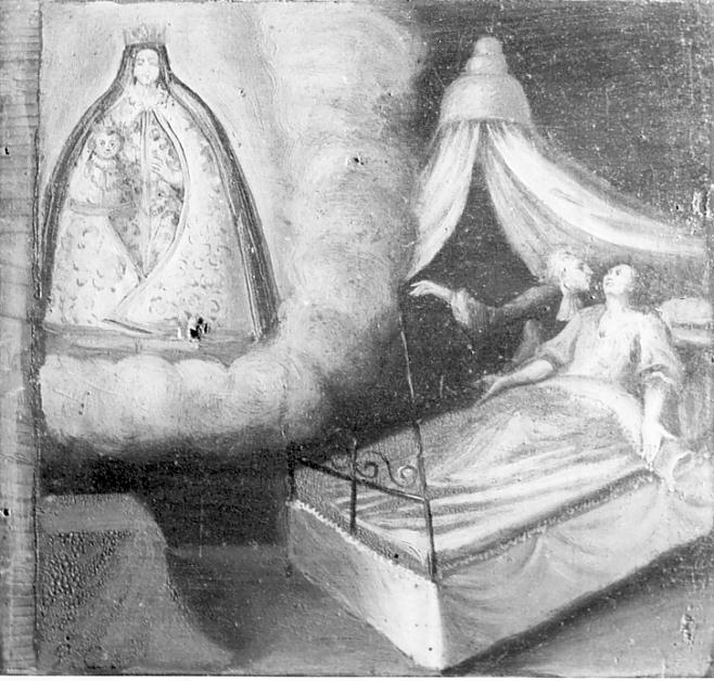 Ex voto: Una malata a letto (dipinto, opera isolata) - ambito italiano (sec. XVII)