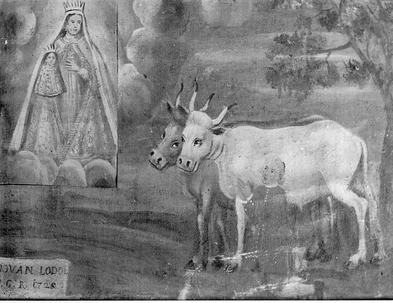 Ex voto: Ringraziamento per la guarigione dei buoi (dipinto, opera isolata) - ambito italiano (sec. XVIII)