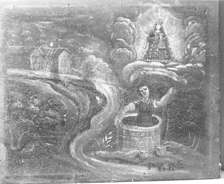 Ex voto: Donna caduta in un pozzo (dipinto, opera isolata) - ambito bresciano (sec. XIX)