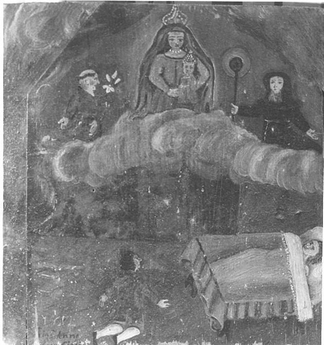 Ex voto: Malato in letto (dipinto, opera isolata) - ambito italiano (sec. XIX)