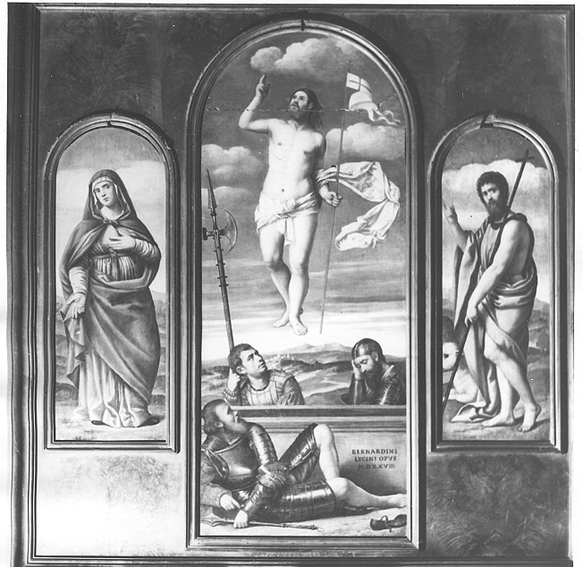 resurrezione di Cristo (dipinto, insieme) di Licinio Bernardino (sec. XVI)