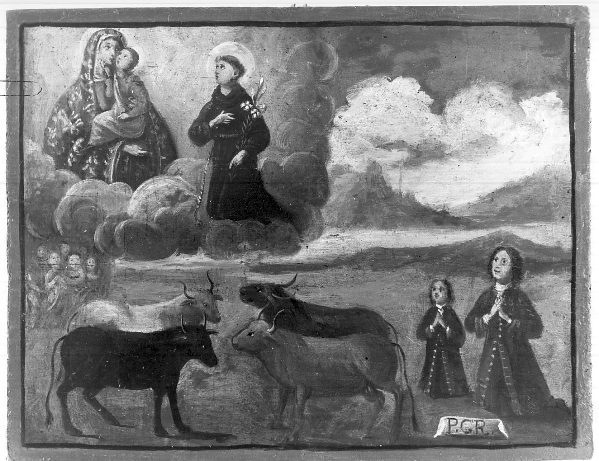 la Vergine; Sant'Antonio e due devoti (ex voto, opera isolata) - ambito italiano (sec. XVIII)