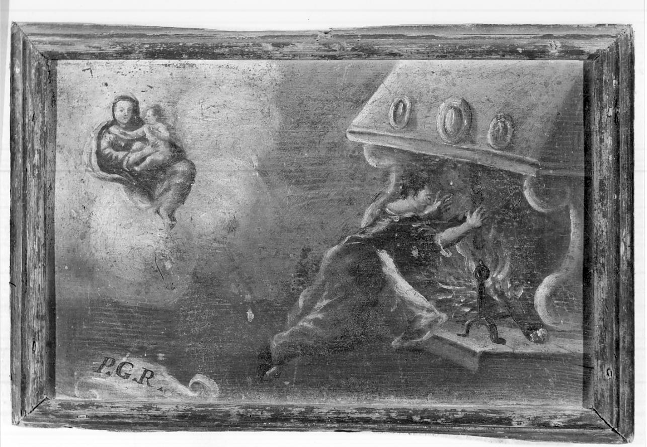 la Vergine salva una devota dalle fiamme (ex voto, opera isolata) - ambito italiano (sec. XVII)