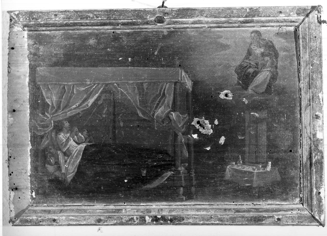 la Vergine soccorre due infermi che la invocano (ex voto, opera isolata) - ambito italiano (sec. XVII)