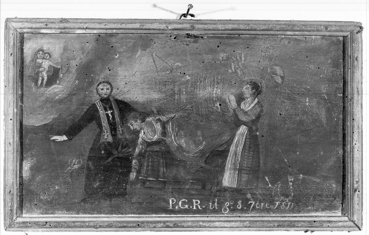 la Vergine libera un'indemoniata (ex voto, opera isolata) - ambito italiano (sec. XIX)