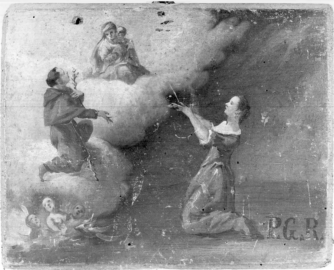 la Vergine; Sant'Antonio e devota (ex voto, opera isolata) - ambito italiano (seconda metà sec. XVIII)