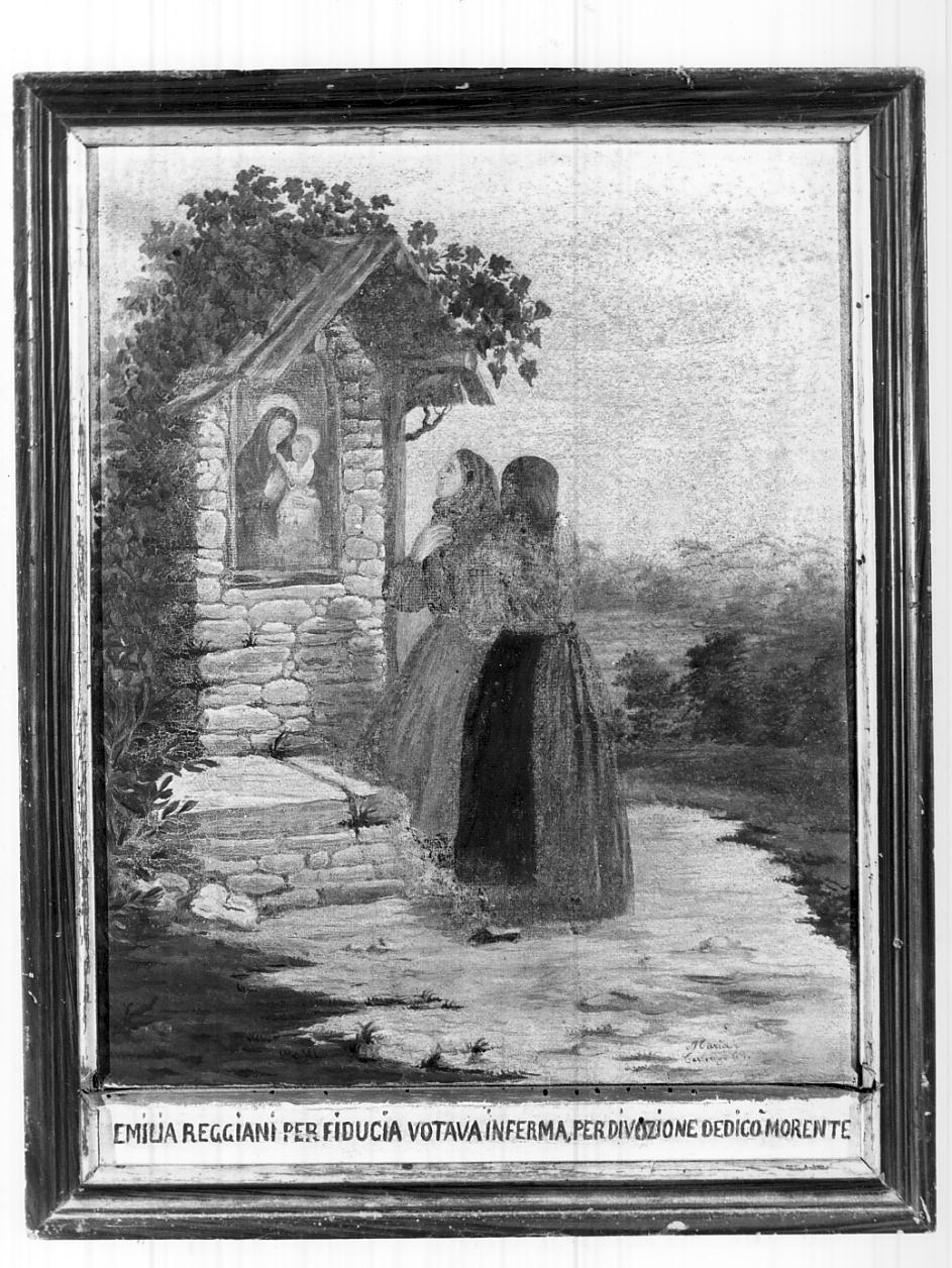 due donne in preghiera (ex voto, opera isolata) - ambito italiano (sec. XIX)