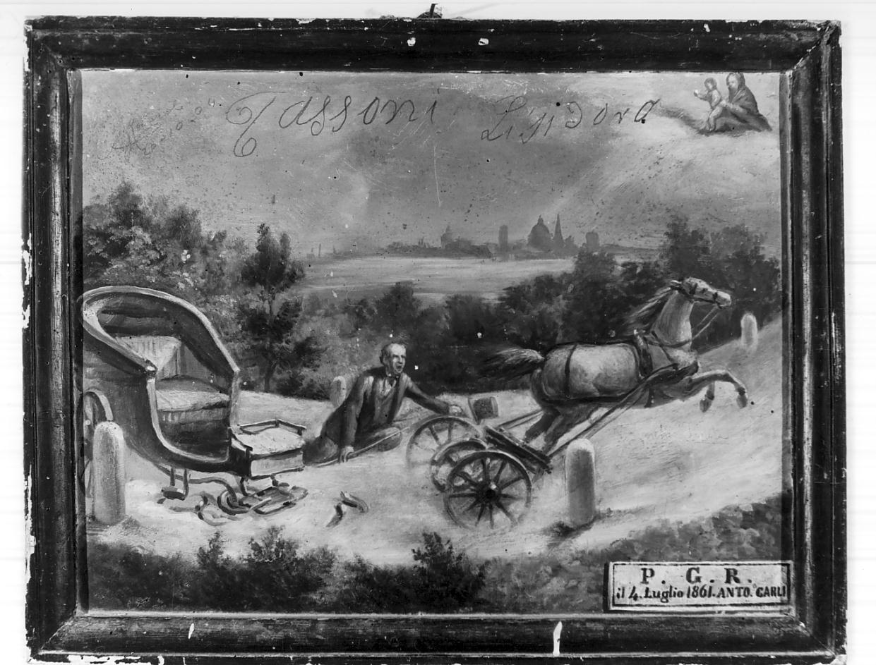 una carrozza precipitata in acqua (ex voto, opera isolata) - ambito italiano (sec. XIX)