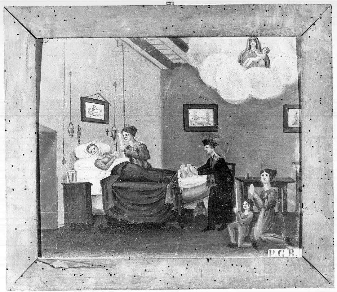 la Madonna soccorre un morente (ex voto, opera isolata) - ambito italiano (sec. XIX)