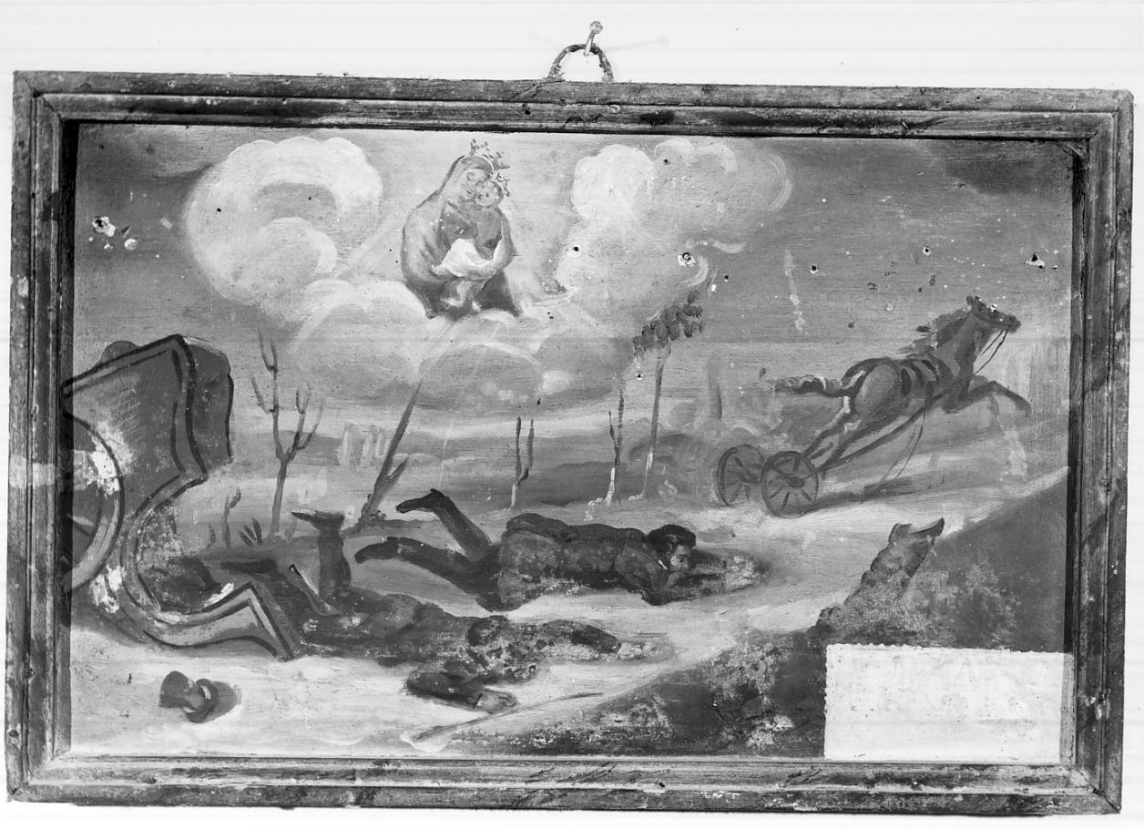 uomini travolti da un cavallo (ex voto, opera isolata) - ambito italiano (seconda metà sec. XIX)