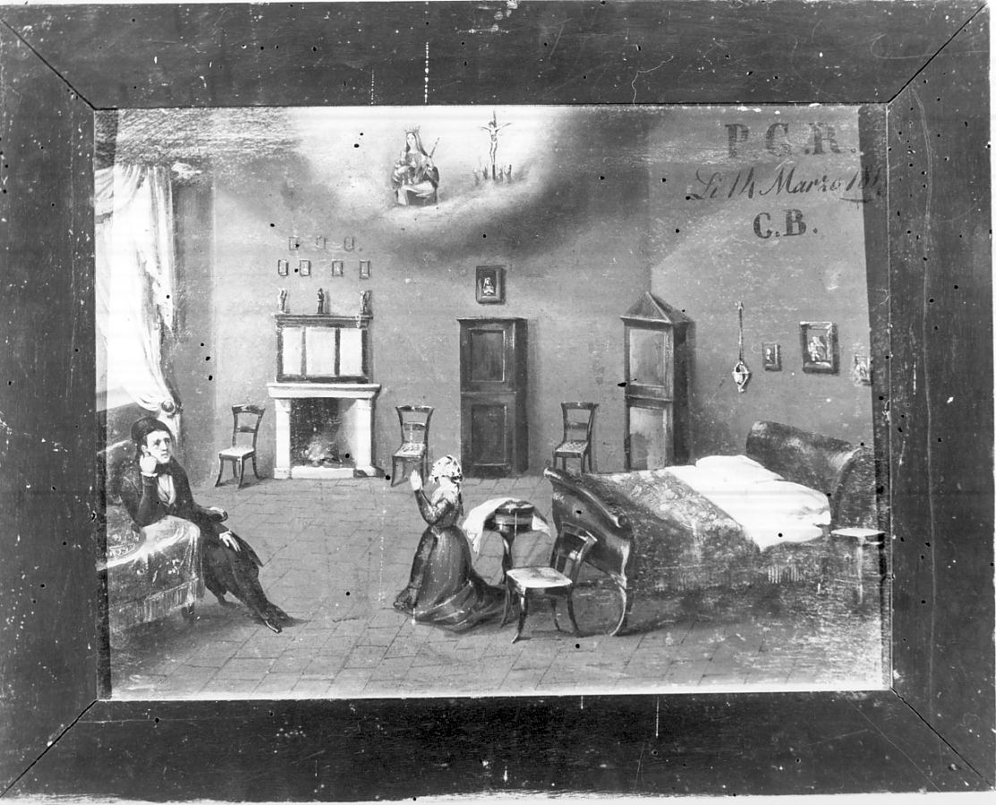 la Madonna e devoti (ex voto, opera isolata) - ambito italiano (sec. XIX)