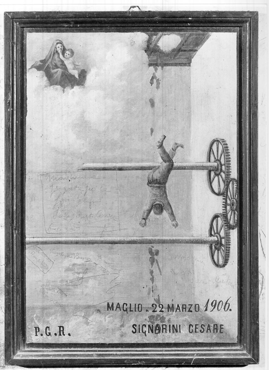 la Vergine col Bambino e un devoto (ex voto, opera isolata) - ambito italiano (sec. XX)