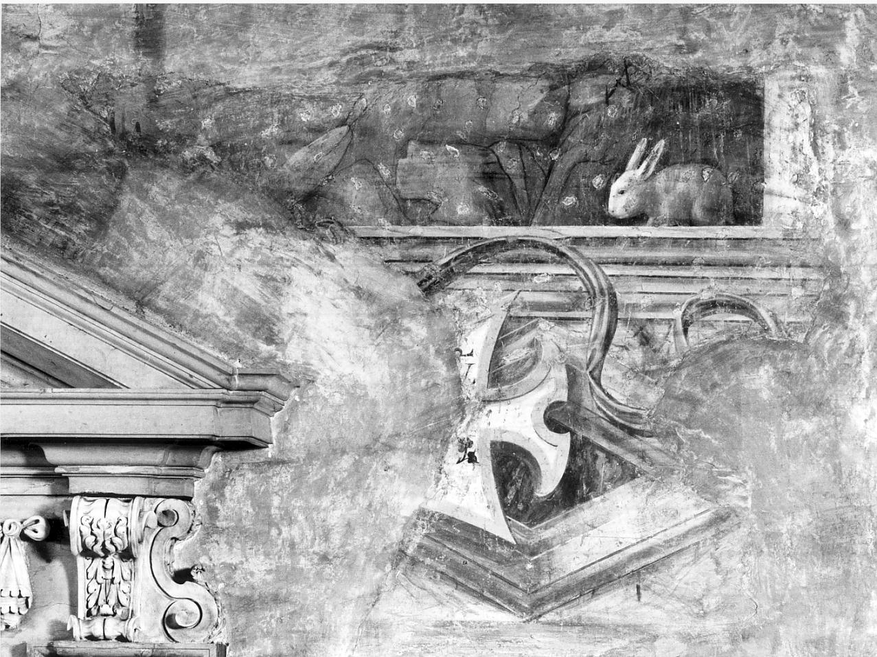 coniglio e croce con nastro (dipinto, opera isolata) - ambito italiano (prima metà sec. XVI)