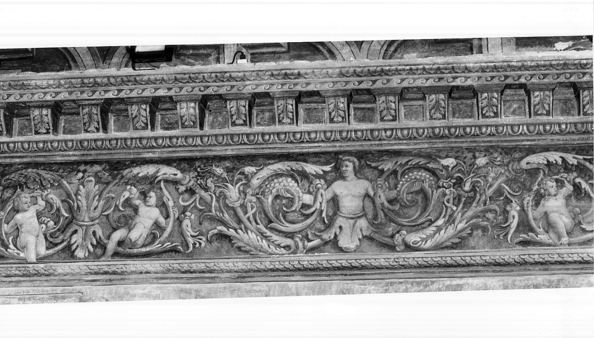 fregio con putti e vegetazione (dipinto, insieme) - ambito italiano (sec. XVI)