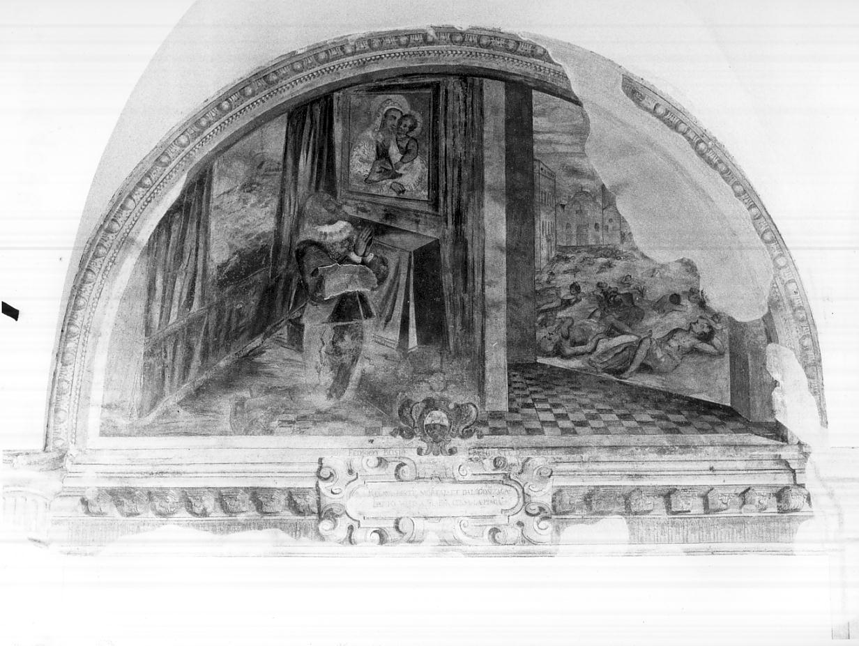 Francesco Gonzaga chiede aiuto alla Madonna (dipinto, opera isolata) - ambito italiano (metà sec. XVII)