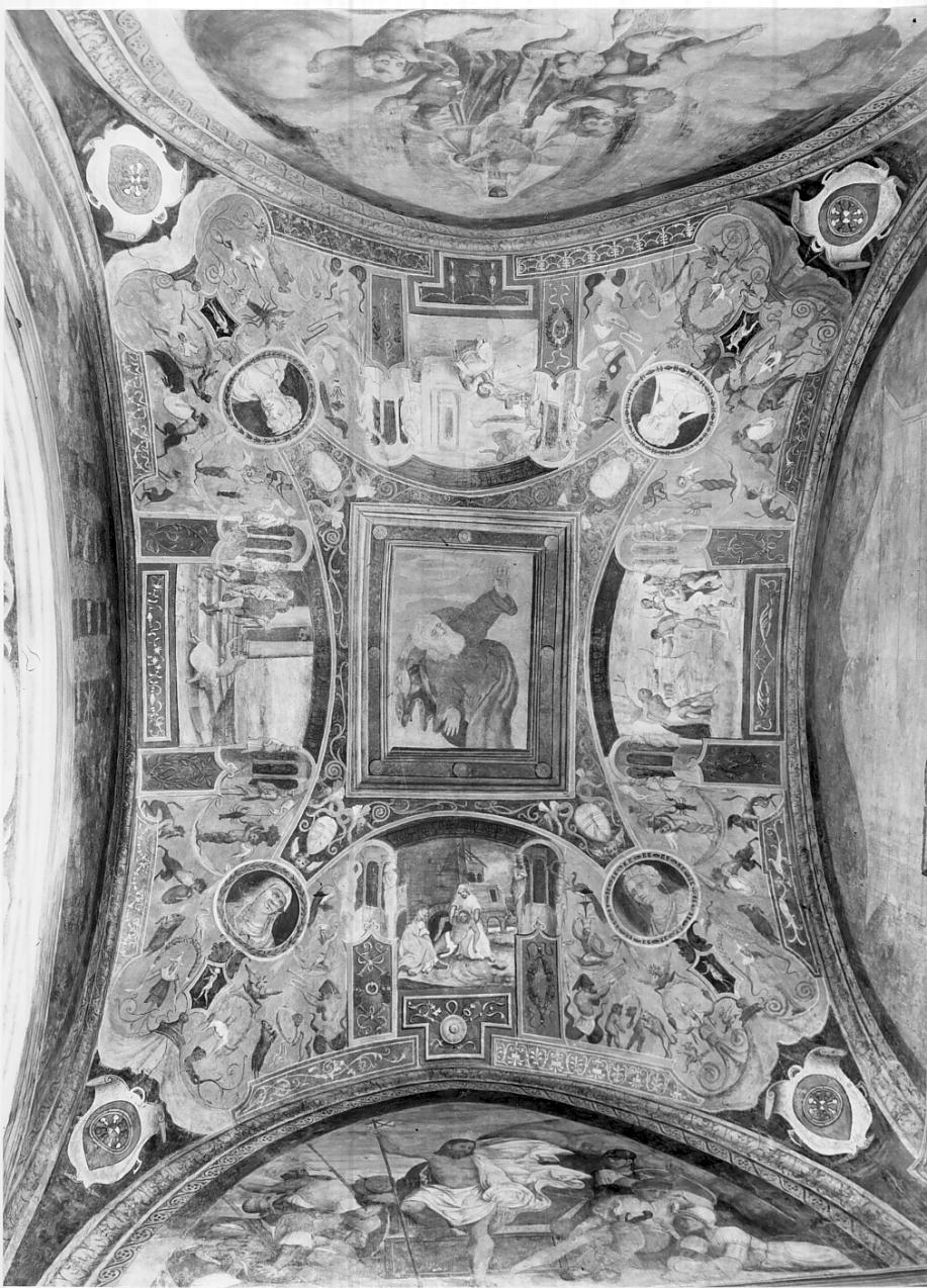 il Padre Eterno, Storie di San Sebastiano, grottesche (dipinto, opera isolata) - ambito italiano (prima metà sec. XVI)