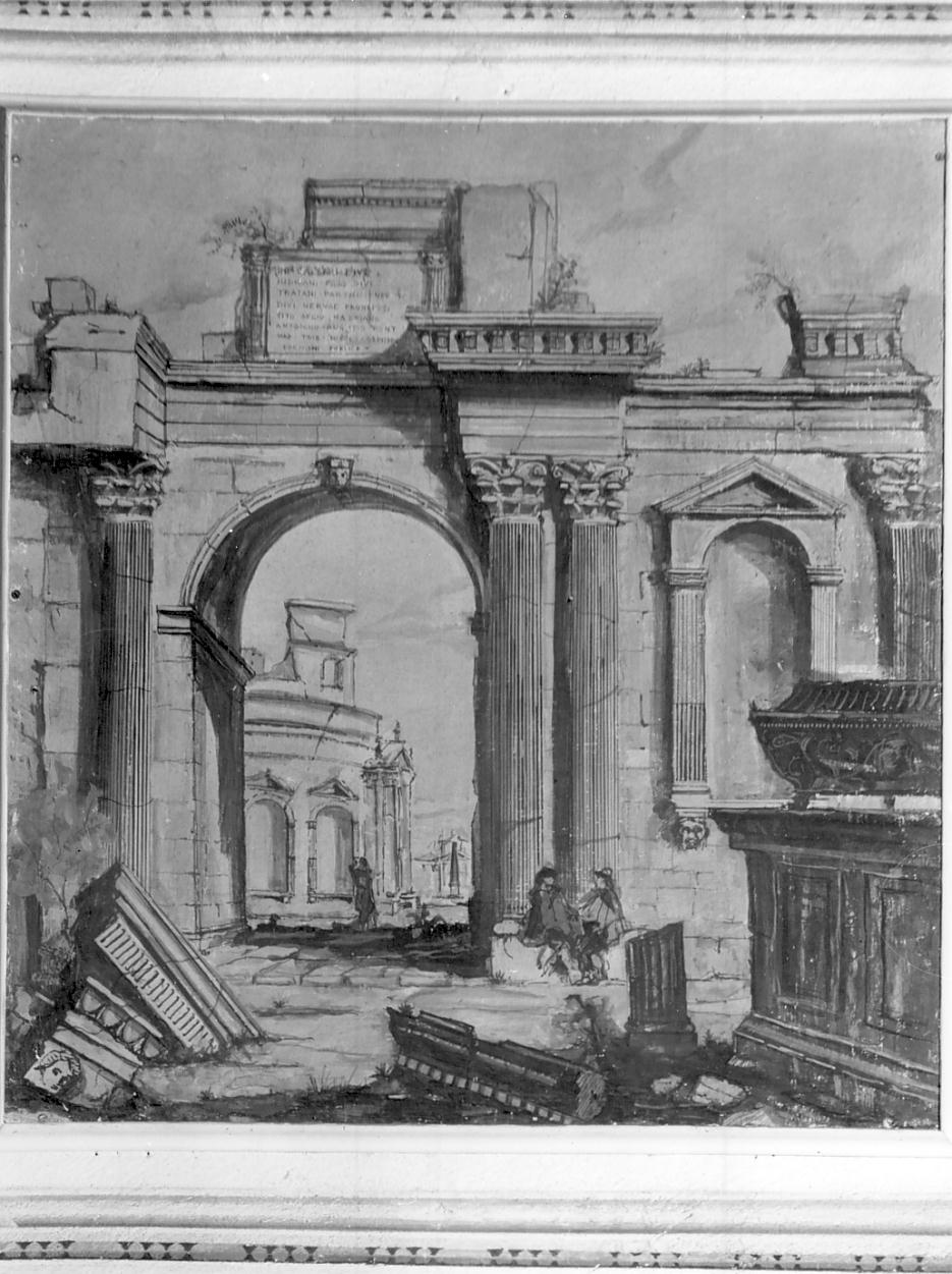 finte architetture con figure (dipinto, opera isolata) - ambito mantovano (ultimo quarto sec. XVIII)