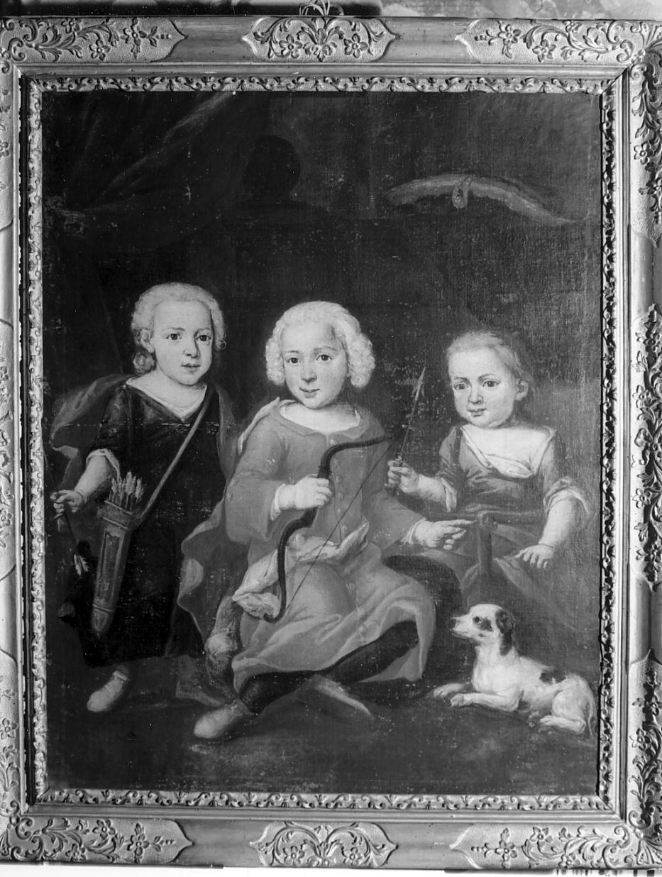 tre bambini con arco e frecce, ritratto di bambino (dipinto, opera isolata) - ambito veneto (metà sec. XVIII)