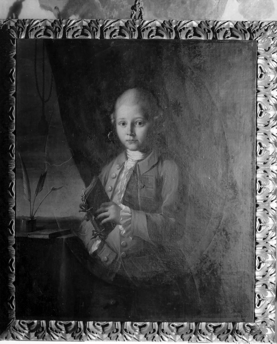 giovane uomo con libretto, ritratto di bambino (dipinto, opera isolata) - ambito lombardo (seconda metà sec. XVIII)