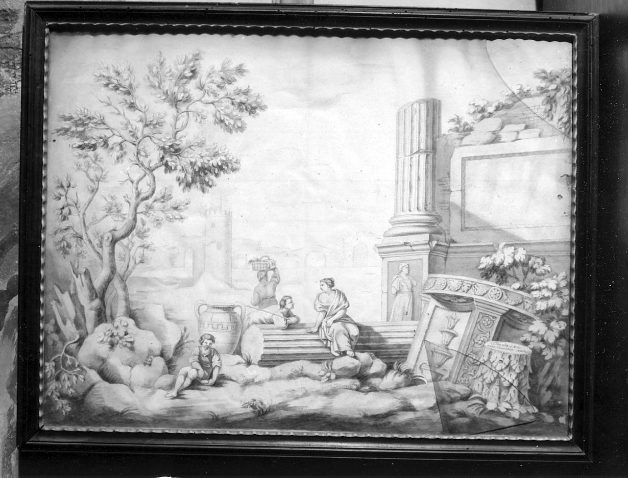 paesaggio con rovine e figure (dipinto, opera isolata) di Sanvitale Amalia (inizio sec. XIX)