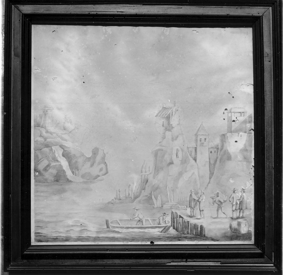 paesaggio marino con figure (dipinto, opera isolata) di Sanvitale Amalia (inizio sec. XIX)