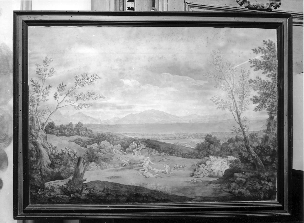 paesaggio campestre con figure mitologiche (dipinto, opera isolata) di Sanvitale Amalia (inizio sec. XIX)