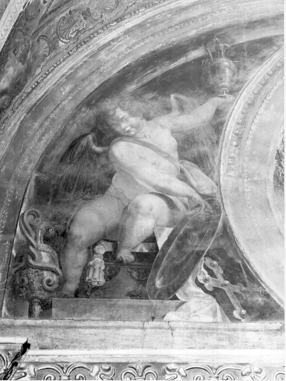 angeli con arredi liturgici (dipinto, elemento d'insieme) di Samacchini Orazio (fine sec. XVI)