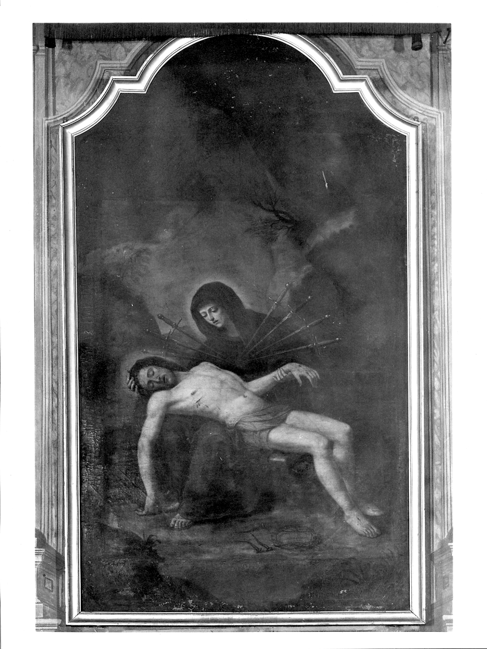 Madonna Addolorata con Cristo morto (dipinto, opera isolata) di Barbieri Giovan Francesco detto Guercino (sec. XVII)