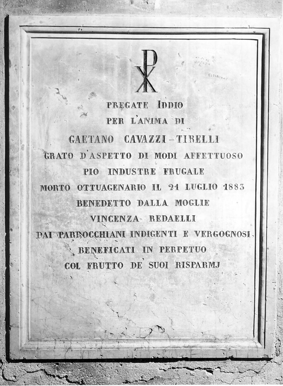 lapide, opera isolata - ambito mantovano (fine sec. XIX)