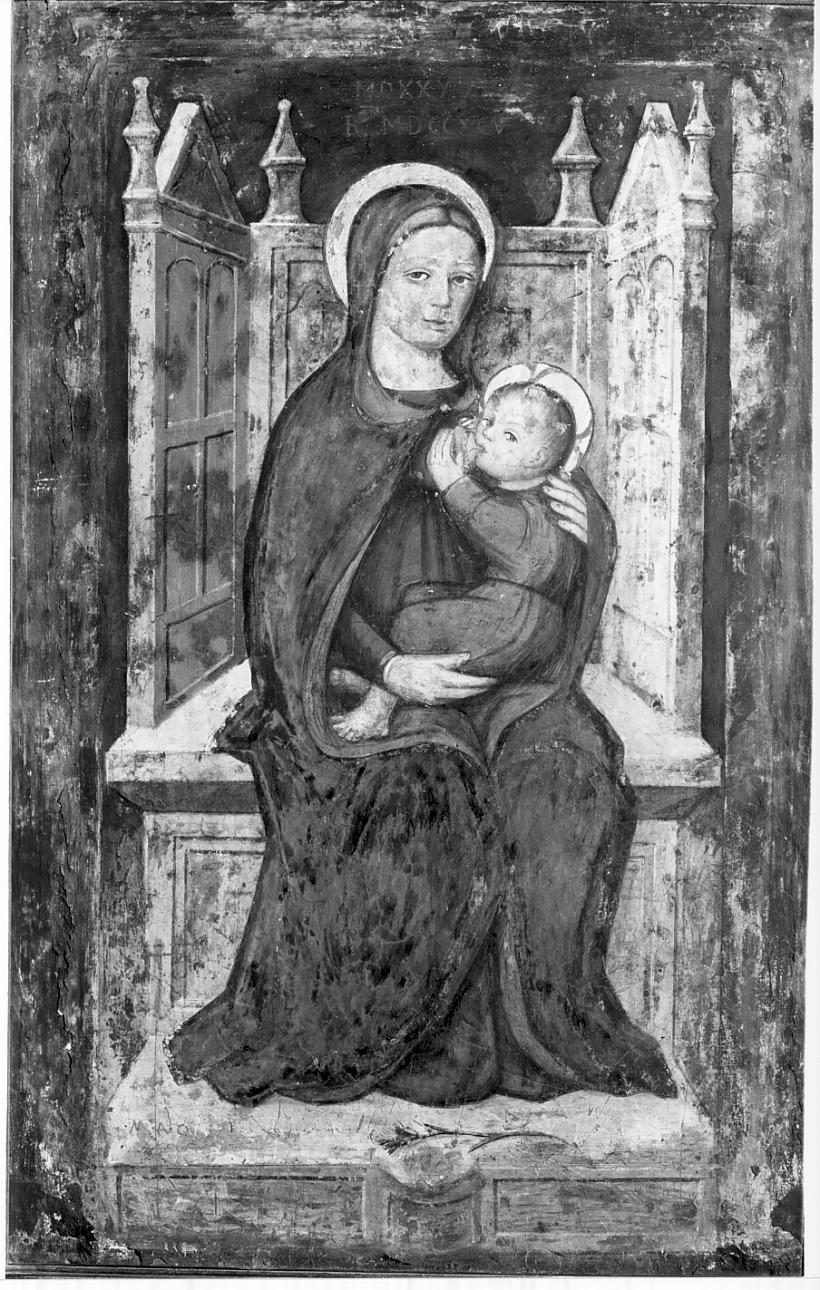 Madonna con Bambino in trono (dipinto, opera isolata) - ambito italiano (sec. XVI)