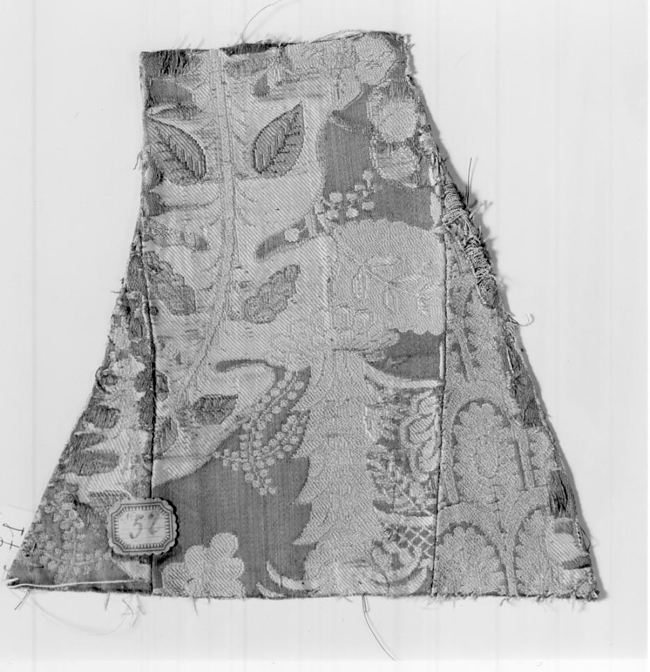 paramento liturgico, frammento - manifattura italiana, manifattura francese (fine/inizio secc. XVII/ XVIII)