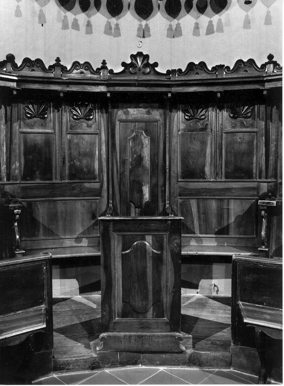 stalli del coro, elemento d'insieme - bottega mantovana (fine/inizio secc. XVIII/ XIX)