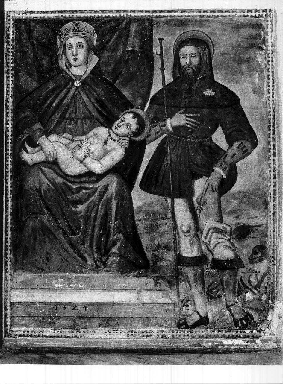 Madonna con Bambino in trono con San Rocco (dipinto, opera isolata) - ambito mantovano (primo quarto sec. XVI)